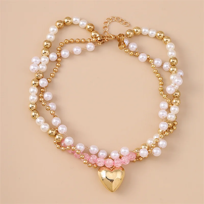 Punk Multilayer Metal Big Love Heart Pendant Necklaces Imitation Pearl Necklaces for Women Girls Party Festival Jewelry Gifts
Punk Multilayer Metal Big Love Heart Pendant Necklaces Imitation Pearl Necklaces for Women Girls Party Festival Jewelry Gifts