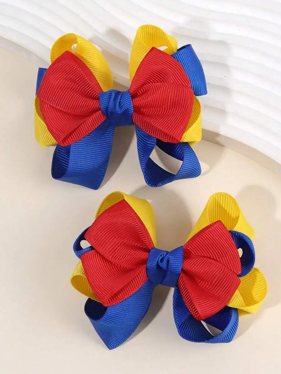 2pcs Multi-Layer Textured Ribbon Bow Hair Clips For Women, Red Blue Yellow Hair Accessories
2pcs Multi-Layer Textured Ribbon Bow Hair Clips For Women, Red Blue Yellow Hair Accessories