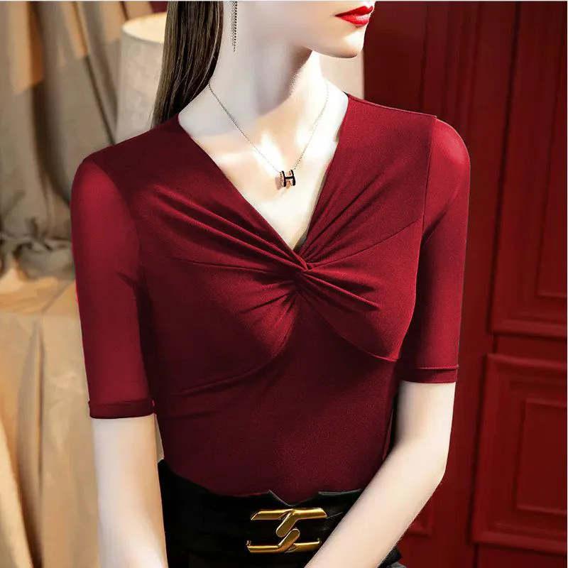 Elegant Solid Color All-match Folds Shirring T-Shirt Women's Clothing 2023 Summer New Casual Pullovers Office Lady Tee Shirt
Elegant Solid Color All-match Folds Shirring T-Shirt Women's Clothing 2023 Summer New Casual Pullovers Office Lady Tee Shirt