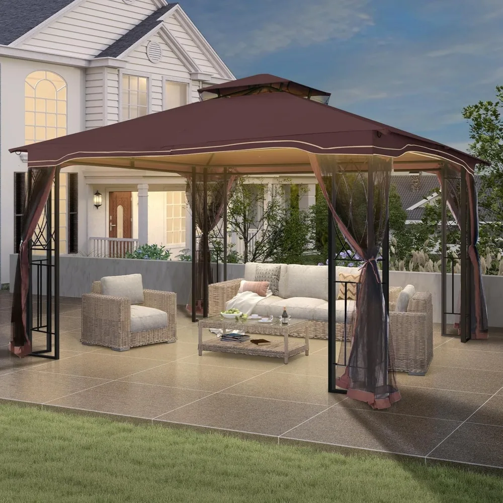 11’x 13’ Outdoor Gazebo, Double Roof Patio Gazebo with Netting, Metal Frame Outdoor Patio Canopy for Deck Backyard Garden
11’x 13’ Outdoor Gazebo, Double Roof Patio Gazebo with Netting, Metal Frame Outdoor Patio Canopy for Deck Backyard Garden