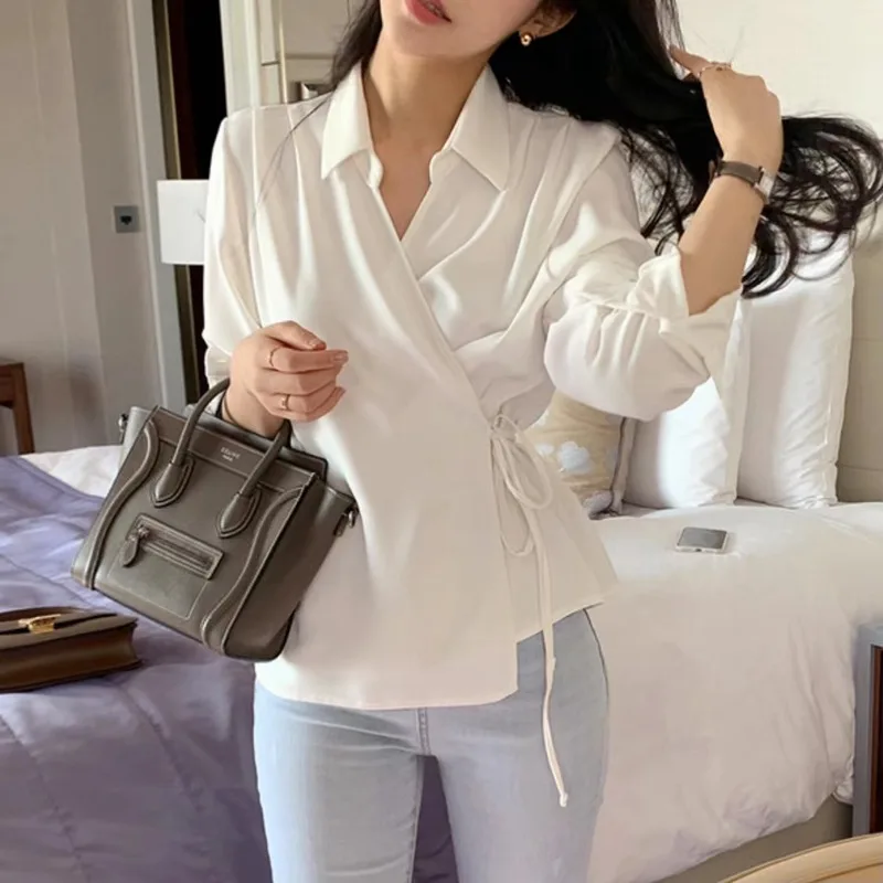 Ele Spring Long Sve irt Women's Waist-Cinching Cross Side S Tie Collar Top Chic Design Pure Color Busin Casual
Ele Spring Long Sve irt Women's Waist-Cinching Cross Side S Tie Collar Top Chic Design Pure Color Busin Casual