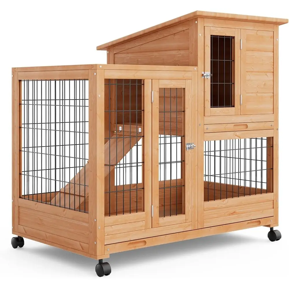 2-Story Rabbit Hutch & Chicken Coop with Weather-Resistant Roof and Removable Floor for Outdoor/Indoor Use
2-Story Rabbit Hutch & Chicken Coop with Weather-Resistant Roof and Removable Floor for Outdoor/Indoor Use