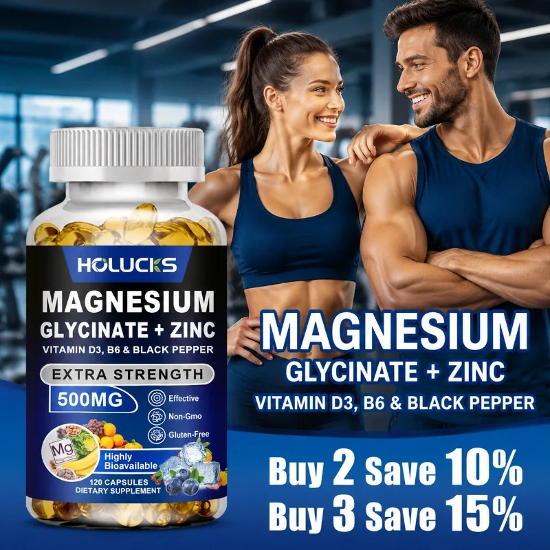 Holucks Magnesium Glycinate + Zinc Capsules, with Vitamin D3 & B6, Support Joint Comfort, Cardiovascular Health, Calmness
Holucks Magnesium Glycinate + Zinc Capsules, with Vitamin D3 & B6, Support Joint Comfort, Cardiovascular Health, Calmness