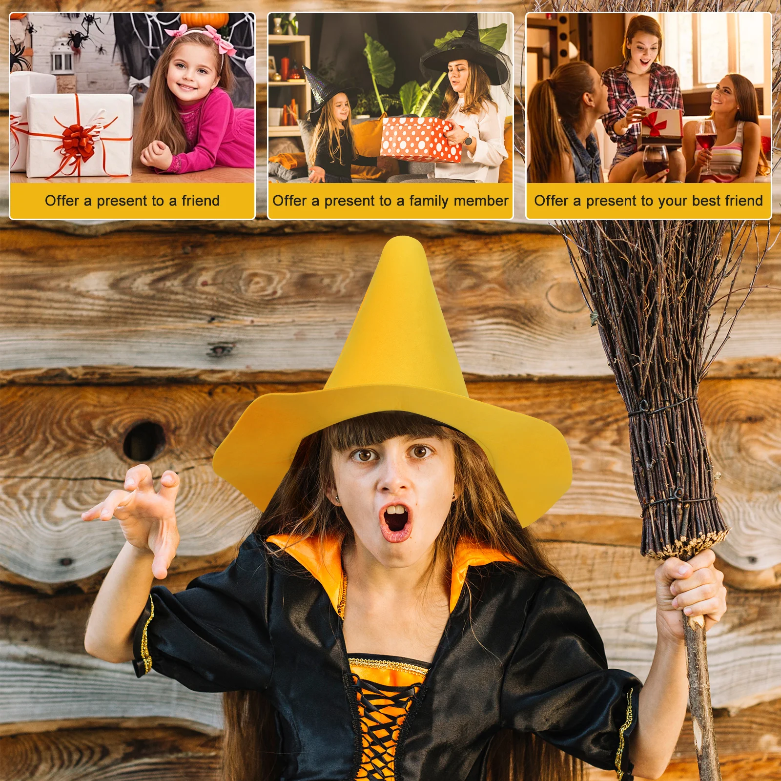 Witch Hat Halloween Cosplay Felt Party Hats Decorative Women Soft Design Festive Accessories Yellow
Witch Hat Halloween Cosplay Felt Party Hats Decorative Women Soft Design Festive Accessories Yellow