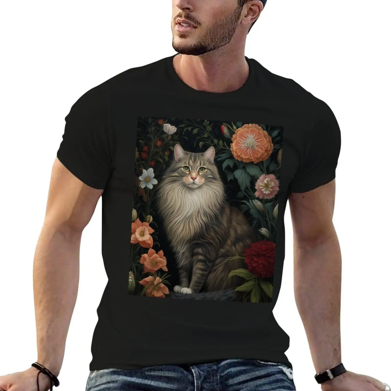 Maine Coon Cat with Flowers T-Shirt t shirts for man cotton man graphic t shirt t shirt man luxury T-shirt
Maine Coon Cat with Flowers T-Shirt t shirts for man cotton man graphic t shirt t shirt man luxury T-shirt