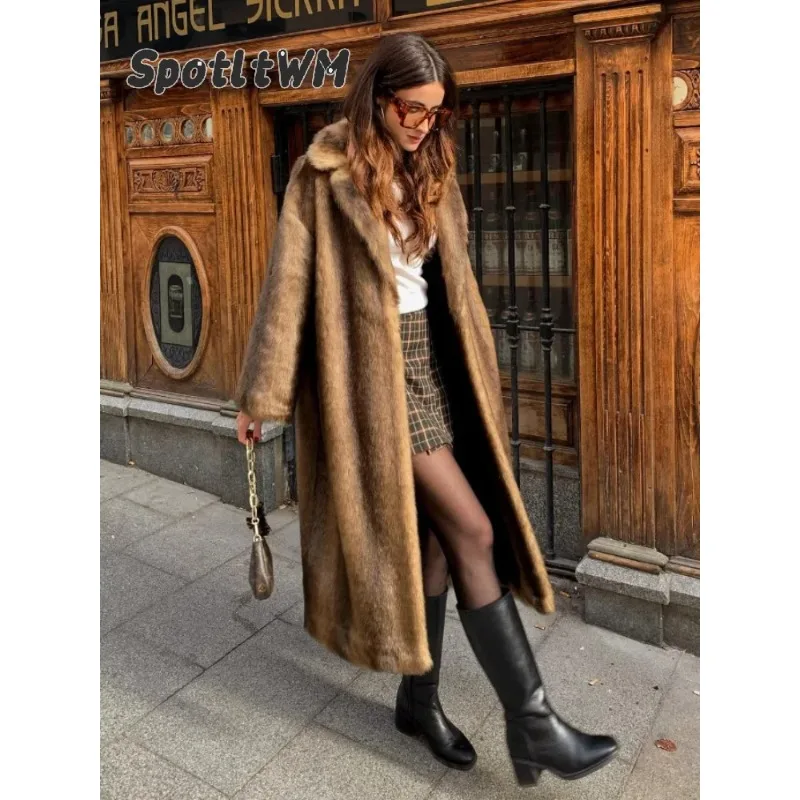 Vintage Solid Women Faux Fur Long Coat Fashion Full Sleeve Cardigan Warm Fluffy Plush Overcoat Winter Lady Street Outerwear
Vintage Solid Women Faux Fur Long Coat Fashion Full Sleeve Cardigan Warm Fluffy Plush Overcoat Winter Lady Street Outerwear