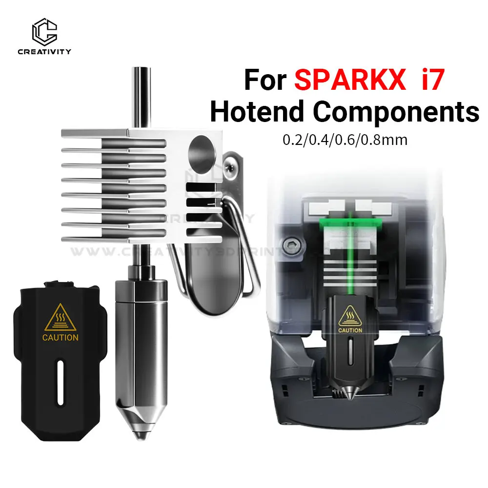 SPARKX I7 Hotend Assembled with 0.4/0.6/0.8mm Hardened Steel Nozzle Copper Alloy Heating Block Quick Swap Hot End for i7 Printer
SPARKX I7 Hotend Assembled with 0.4/0.6/0.8mm Hardened Steel Nozzle Copper Alloy Heating Block Quick Swap Hot End for i7 Printer