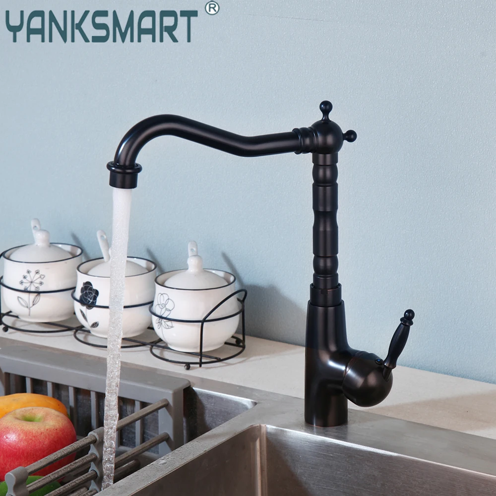 YANKSMART Black Swivel Kitchen Faucet Single Handle & Hole Basin Hot and Cold Deck Mounted Bathroom Faucets Sink Mixer Water Tap
YANKSMART Black Swivel Kitchen Faucet Single Handle & Hole Basin Hot and Cold Deck Mounted Bathroom Faucets Sink Mixer Water Tap
