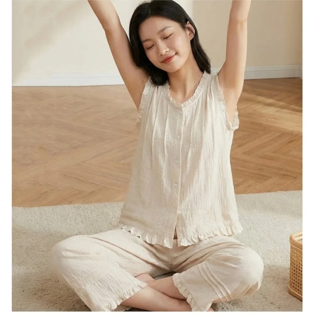 Summer Pajamas For Woman Night Wear for Ladies Two-Piece Sleepwear Women's Home Clothes New Pure Cotton Pyjamas Woman Nightwear
Summer Pajamas For Woman Night Wear for Ladies Two-Piece Sleepwear Women's Home Clothes New Pure Cotton Pyjamas Woman Nightwear