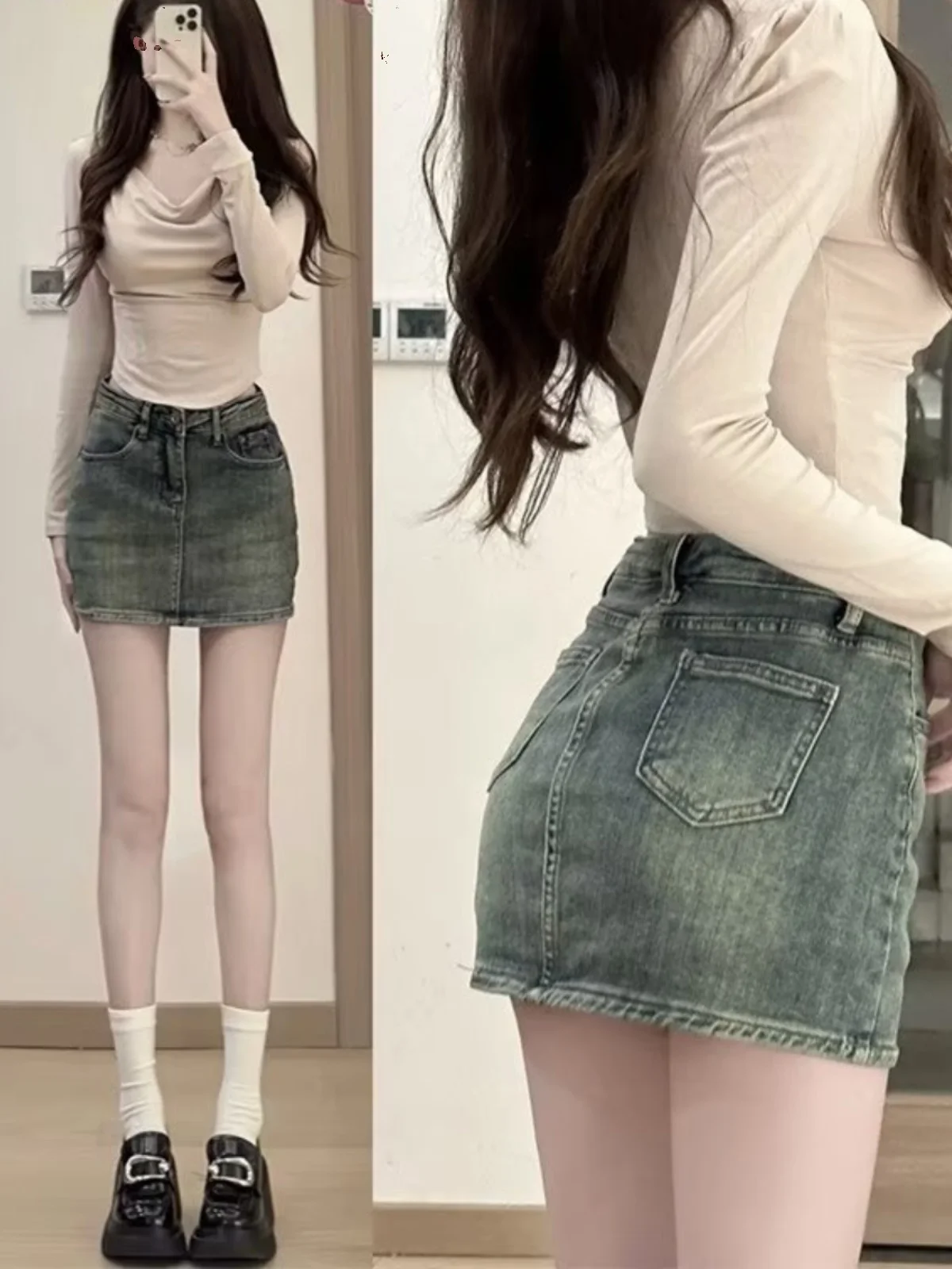 Джинсовая юбка с высокой талией в стиле ретро, женская летняя потертая антилегкая внутренняя универсальная облегающая юбка трапециевидной формы для похудения
Джинсовая юбка с высокой талией в стиле ретро, женская летняя потертая антилегкая внутренняя универсальная облегающая юбка трапециевидной формы для похудения