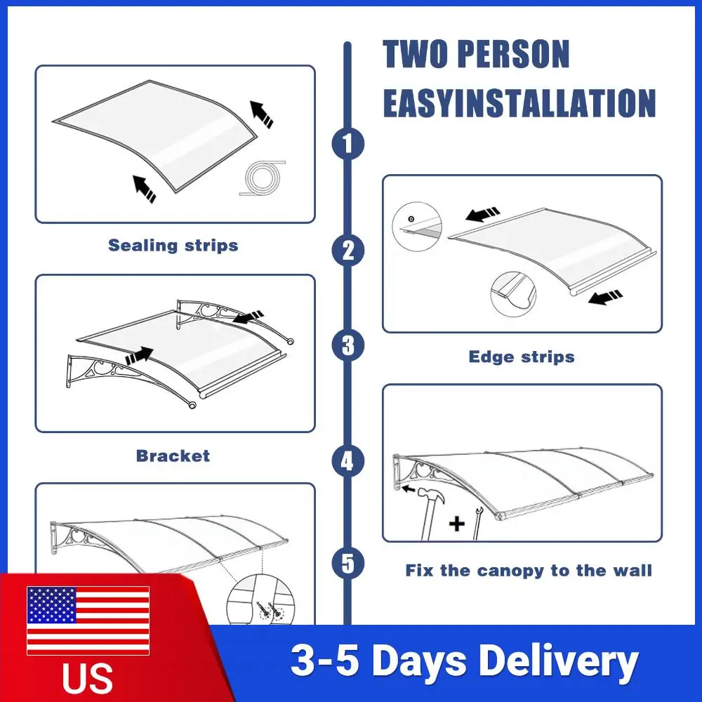 Awning for Door Entrance with Aluminum Alloy Bracket Window Canopy Exterior Long Service Life for Rain Snow Sunlight Protection
Awning for Door Entrance with Aluminum Alloy Bracket Window Canopy Exterior Long Service Life for Rain Snow Sunlight Protection