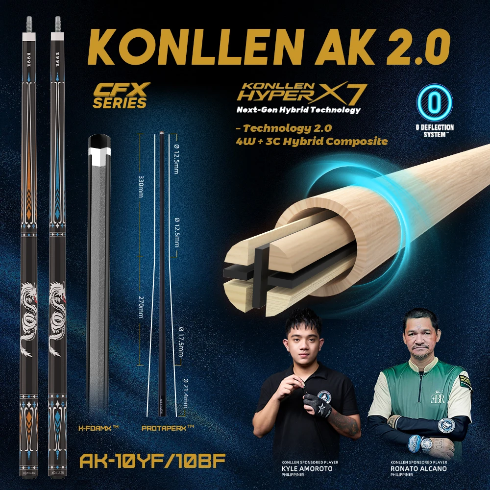 KONLLEN Carbon Fiber Pool Cue Stick 58-inch Professional Pool Sticks Low Deflection Pool Cue Billiard Cues with 12.5mm Tip
KONLLEN Carbon Fiber Pool Cue Stick 58-inch Professional Pool Sticks Low Deflection Pool Cue Billiard Cues with 12.5mm Tip