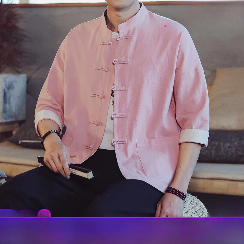 Chinese Sle Men's Retro Tang Suit ort Sve Cotton Linen irt Summer Breathable Loose Fit Stand Collar Pure Color Top
Chinese Sle Men's Retro Tang Suit ort Sve Cotton Linen irt Summer Breathable Loose Fit Stand Collar Pure Color Top