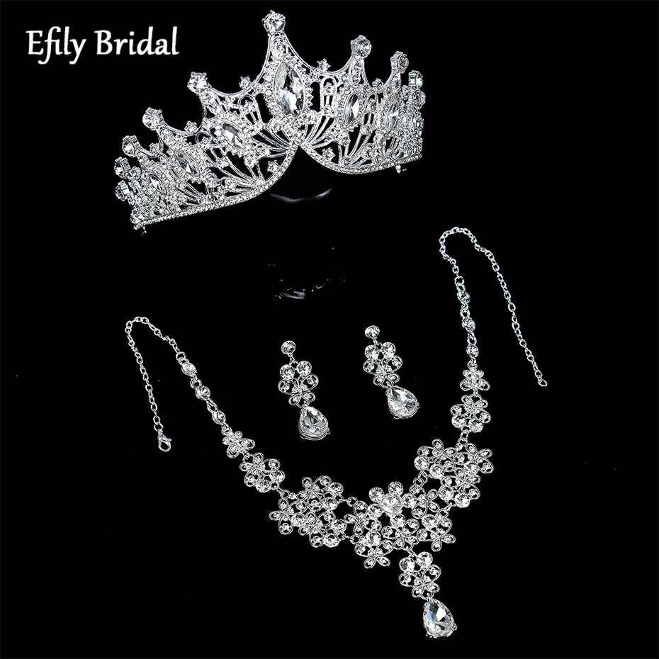 Efily Baroque Wedding Jewelry Sets for Women Silver Color Luxury Bridal Tiara Hair Crown Bride Accessories Necklace and Earrings
Efily Baroque Wedding Jewelry Sets for Women Silver Color Luxury Bridal Tiara Hair Crown Bride Accessories Necklace and Earrings