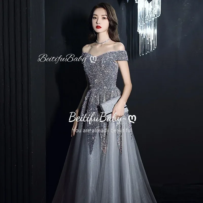BeitifuBaby Heavy Industry Women's Sequins Evening Dress Organza A-line Skirts Off-shoulder Ball Gown Banquet Party Dresses
BeitifuBaby Heavy Industry Women's Sequins Evening Dress Organza A-line Skirts Off-shoulder Ball Gown Banquet Party Dresses