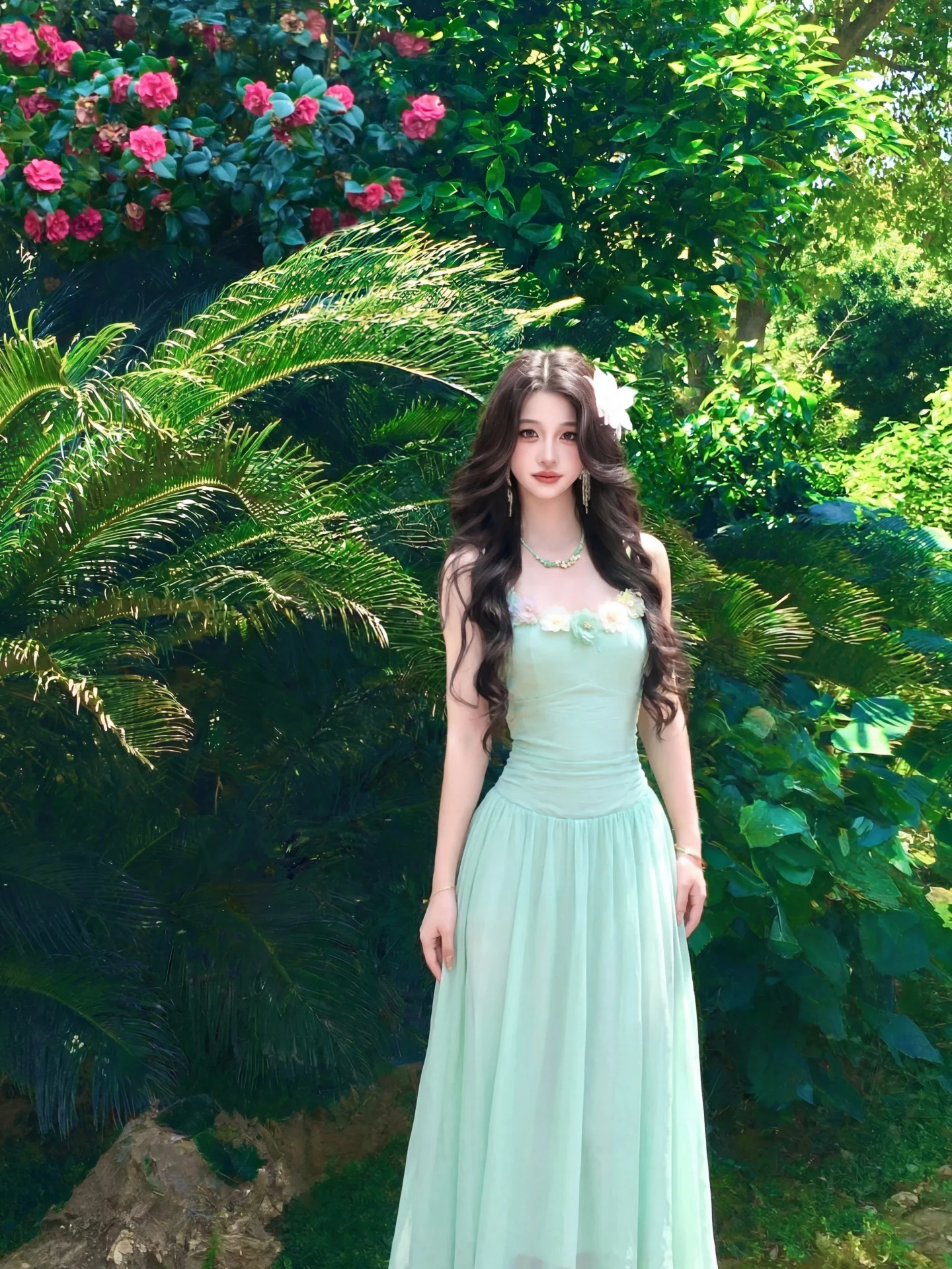 Summer Green Floral Lace Strapless Long Dress Women's Beach Vacation Slim Fit Gown Beautiful French Style A-Line Dress
Summer Green Floral Lace Strapless Long Dress Women's Beach Vacation Slim Fit Gown Beautiful French Style A-Line Dress