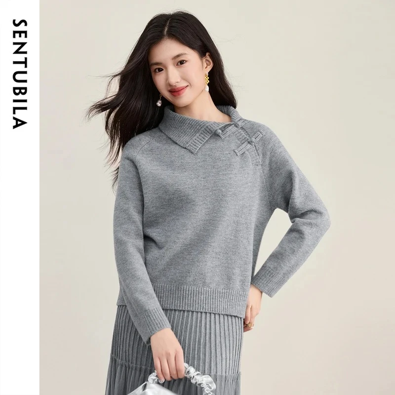 SENTUBILA Women's Gray Pullovers Wool Blend Chinese Style Turtleneck Long Sleeve Knitwear Winter 2026 Sweater Clothing W44E57240
SENTUBILA Women's Gray Pullovers Wool Blend Chinese Style Turtleneck Long Sleeve Knitwear Winter 2026 Sweater Clothing W44E57240