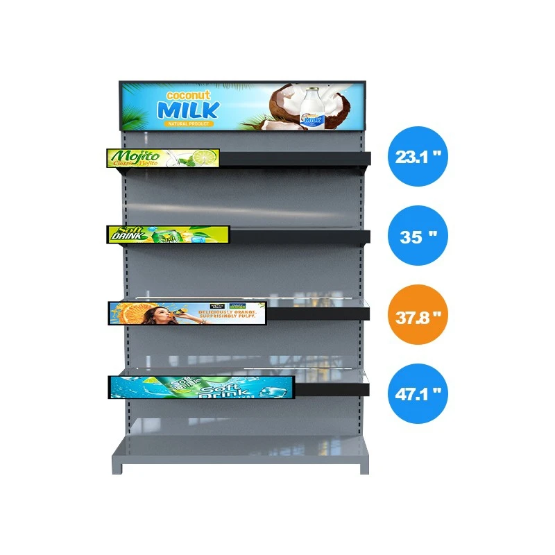 Hongnuo Double Screen Bar Stretched Monitor Strip Digital Signage Advertising Screen Lcd Rack Display For Supermarket Shelf
Hongnuo Double Screen Bar Stretched Monitor Strip Digital Signage Advertising Screen Lcd Rack Display For Supermarket Shelf