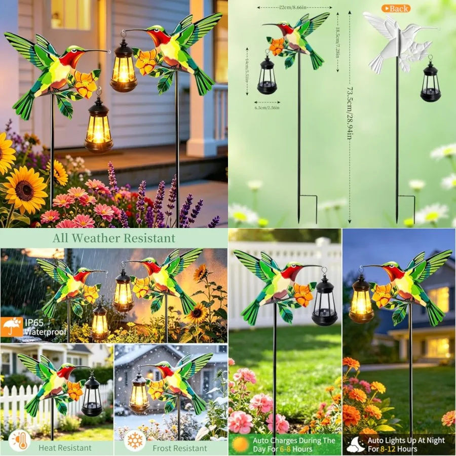 Solar Lights Outdoor Waterproof Hummingbird Decorative, 29in Metal Hummingbird Garden Stakes with Solar Lanterns for Yard Art O
Solar Lights Outdoor Waterproof Hummingbird Decorative, 29in Metal Hummingbird Garden Stakes with Solar Lanterns for Yard Art O