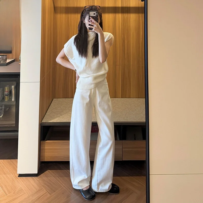 White Straight Leg Jeans Women's Summer Thin New High Waist Loose Slimming Versatile Small Size Wide Leg Pants
White Straight Leg Jeans Women's Summer Thin New High Waist Loose Slimming Versatile Small Size Wide Leg Pants