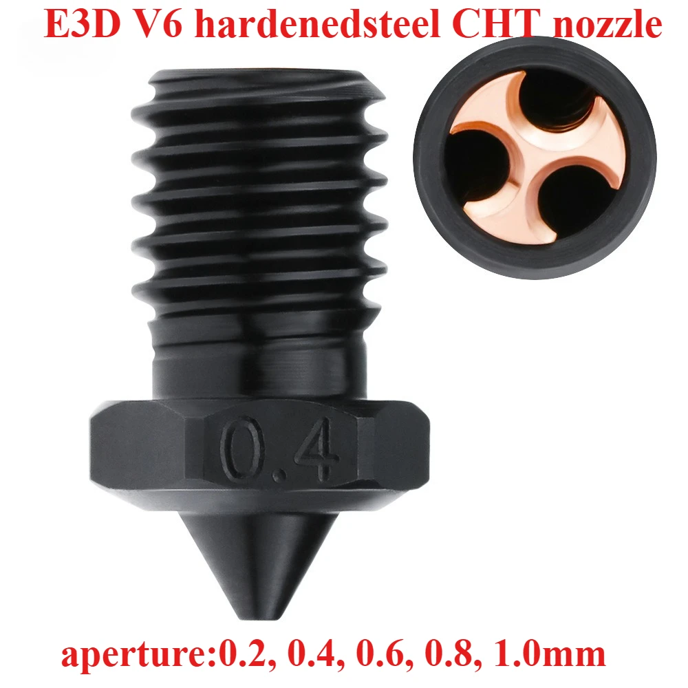 E3D V6 hardened steel three-hole clone CHT nozzle three-hole high flow high temperature wear-resistant three-hole CHT nozzle
E3D V6 hardened steel three-hole clone CHT nozzle three-hole high flow high temperature wear-resistant three-hole CHT nozzle