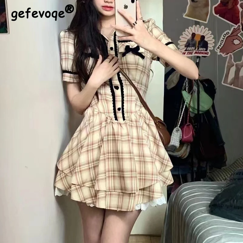 Women's Vintage Plaid Ruffles Sweet Kawaii Y2K Sexy Mini Dress 2024 Summer Fashion High Waist Short Sleeve Slim Dresses Vestidos
Women's Vintage Plaid Ruffles Sweet Kawaii Y2K Sexy Mini Dress 2024 Summer Fashion High Waist Short Sleeve Slim Dresses Vestidos