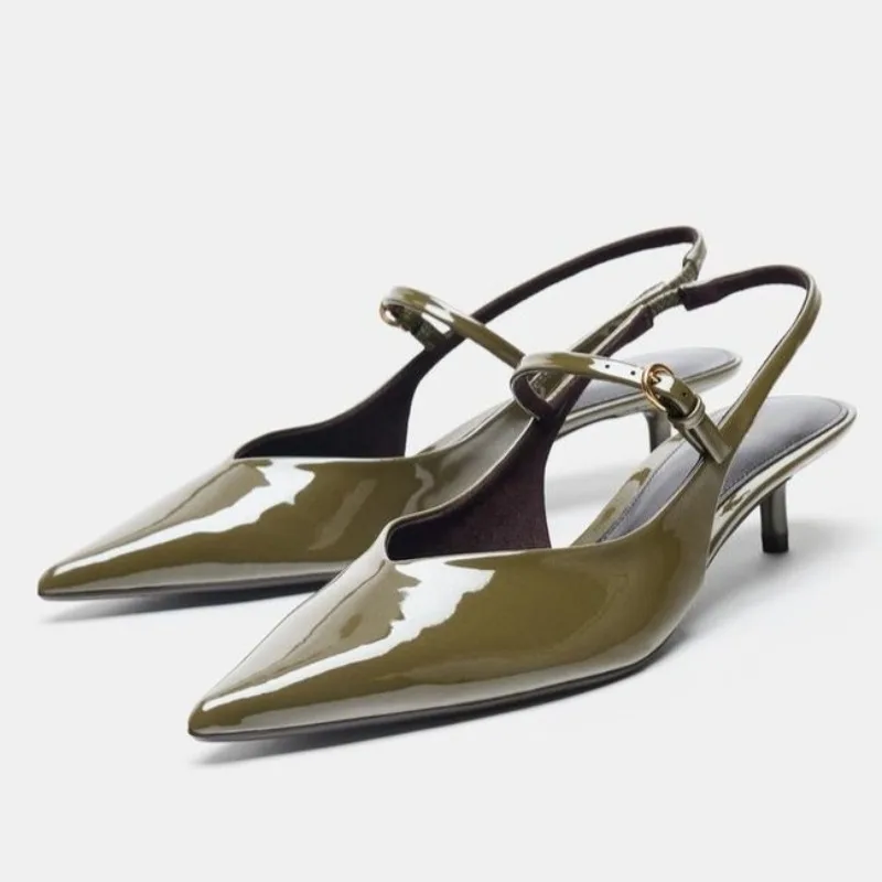 Sexy Pointed Toe Patent Leather Pumps Women Fashion Ankle Strap Buckle Kitten Heel High Heel Sandals Luxury Designer Dress Shoes
Sexy Pointed Toe Patent Leather Pumps Women Fashion Ankle Strap Buckle Kitten Heel High Heel Sandals Luxury Designer Dress Shoes