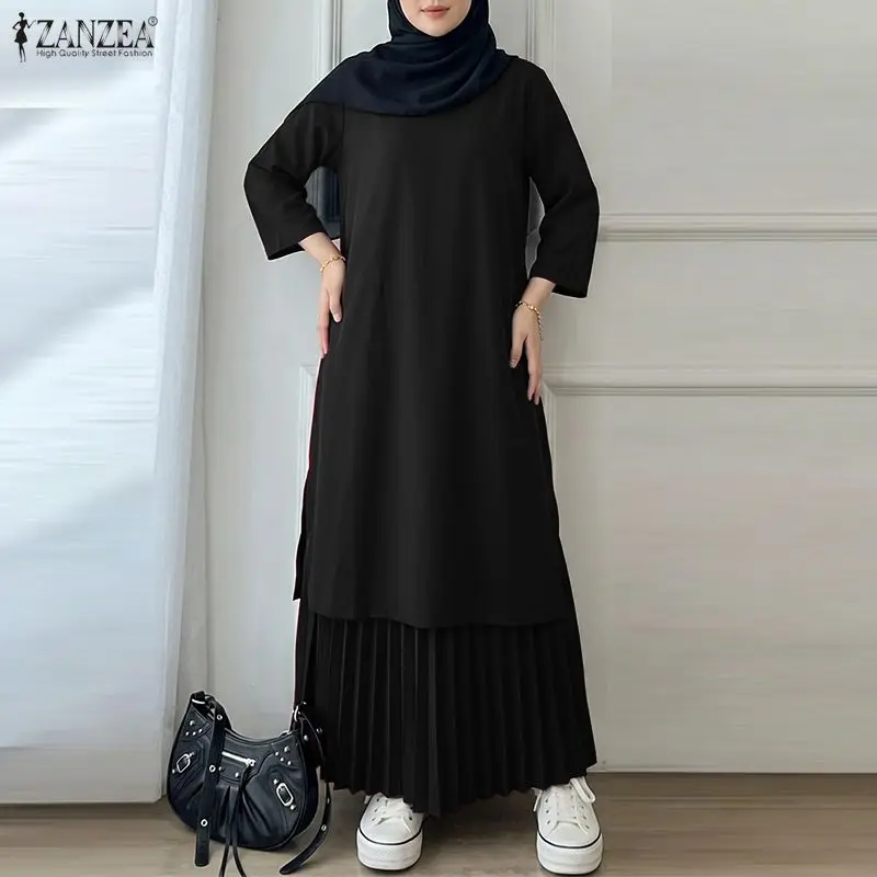 Fashion Muslim Abaya Dress ZANZEA Women Summer Patchwork Maxi Long Dress O Neck Long Sleeve Pleated Sundress Kaftan Ramadan Robe
Fashion Muslim Abaya Dress ZANZEA Women Summer Patchwork Maxi Long Dress O Neck Long Sleeve Pleated Sundress Kaftan Ramadan Robe