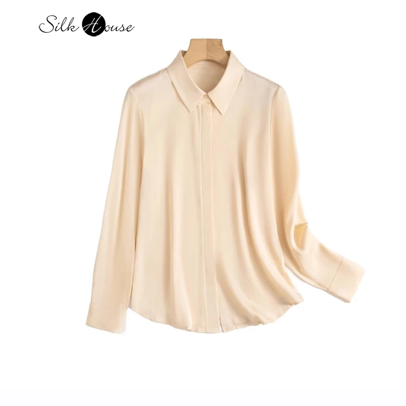 2025 Women's Fashion Spring New 93% Natural Mulberry Silk Elastic Double Qiao Satin Solid Color Long Sleeve Simple Lapel Shirt
2025 Women's Fashion Spring New 93% Natural Mulberry Silk Elastic Double Qiao Satin Solid Color Long Sleeve Simple Lapel Shirt