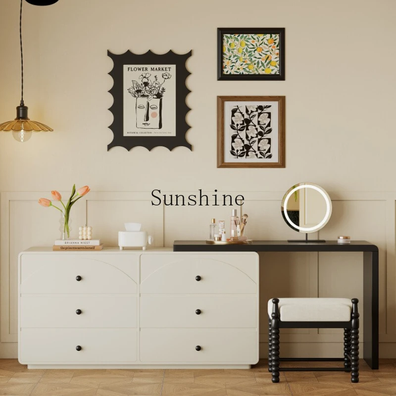 Cream bucket cabinet integrated dresser small apartment French premium dressing table
Cream bucket cabinet integrated dresser small apartment French premium dressing table