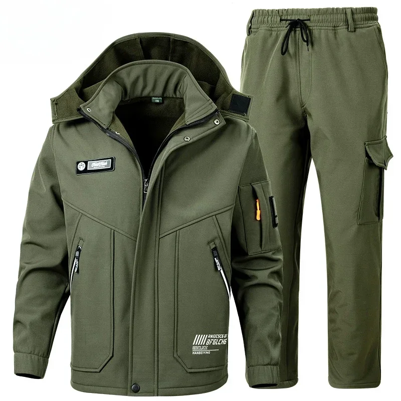 Outdoors Winter Thicken Warm Fleece Sets Windproof Waterproof Proof Wear-resistant Work Suit Hooded Jacket+straight Pant 2-piece
Outdoors Winter Thicken Warm Fleece Sets Windproof Waterproof Proof Wear-resistant Work Suit Hooded Jacket+straight Pant 2-piece