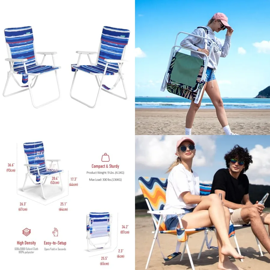 Tall Folding Lawn Beach Chair Lightweight, Portable Sand Chair for Adults Heavy Duty 300 LBS with Cup Holders, Foldable Camping
Tall Folding Lawn Beach Chair Lightweight, Portable Sand Chair for Adults Heavy Duty 300 LBS with Cup Holders, Foldable Camping
