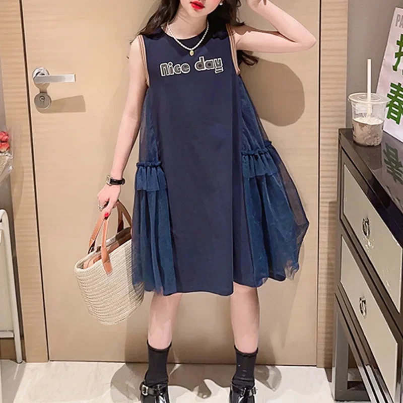 Girls' Summer Dress New Big Children'S Clothing Fashionable Yarn Girls' Sleeveless Tank Top Baby Kids Princess Dress
Girls' Summer Dress New Big Children'S Clothing Fashionable Yarn Girls' Sleeveless Tank Top Baby Kids Princess Dress