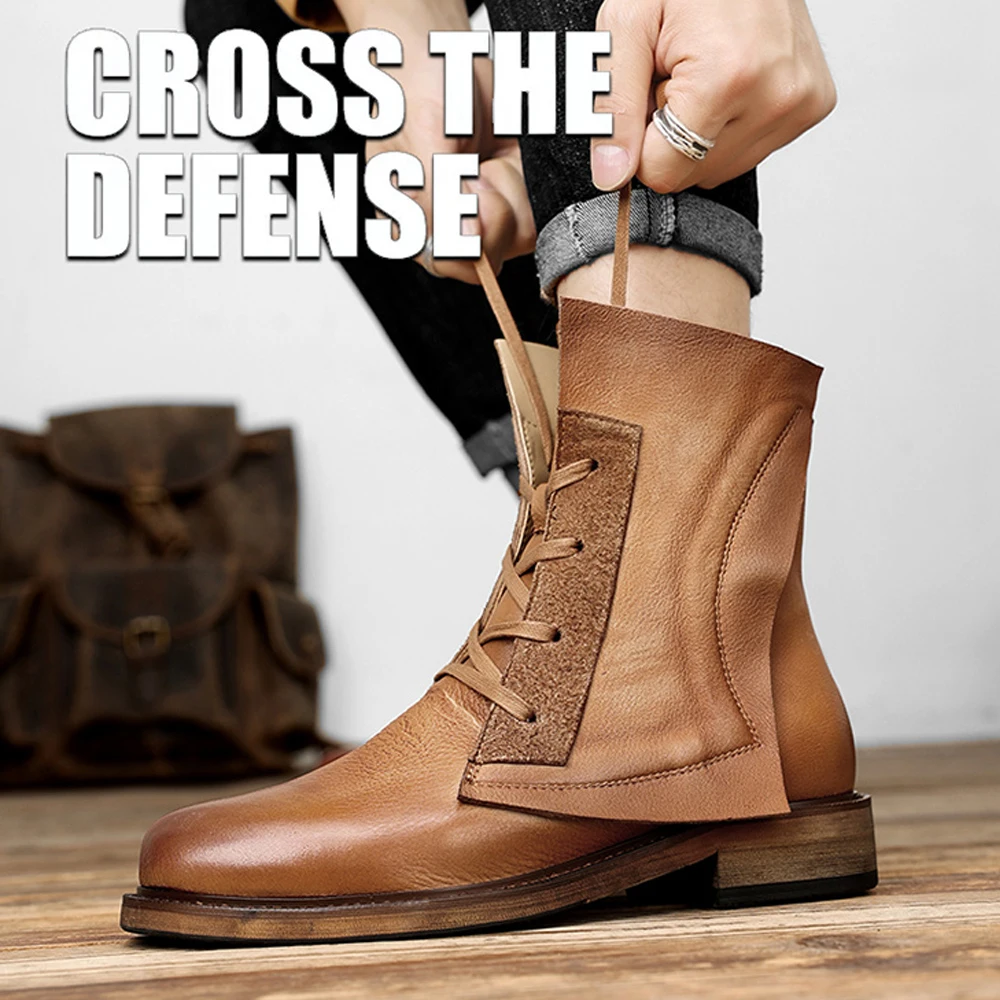 Italy Genuine Cowhide Leather Motorcycle Boots Men's Winter Boots Retro Western Cowboy Boots Male Mid-calf Boots Brown Lace-up
Italy Genuine Cowhide Leather Motorcycle Boots Men's Winter Boots Retro Western Cowboy Boots Male Mid-calf Boots Brown Lace-up