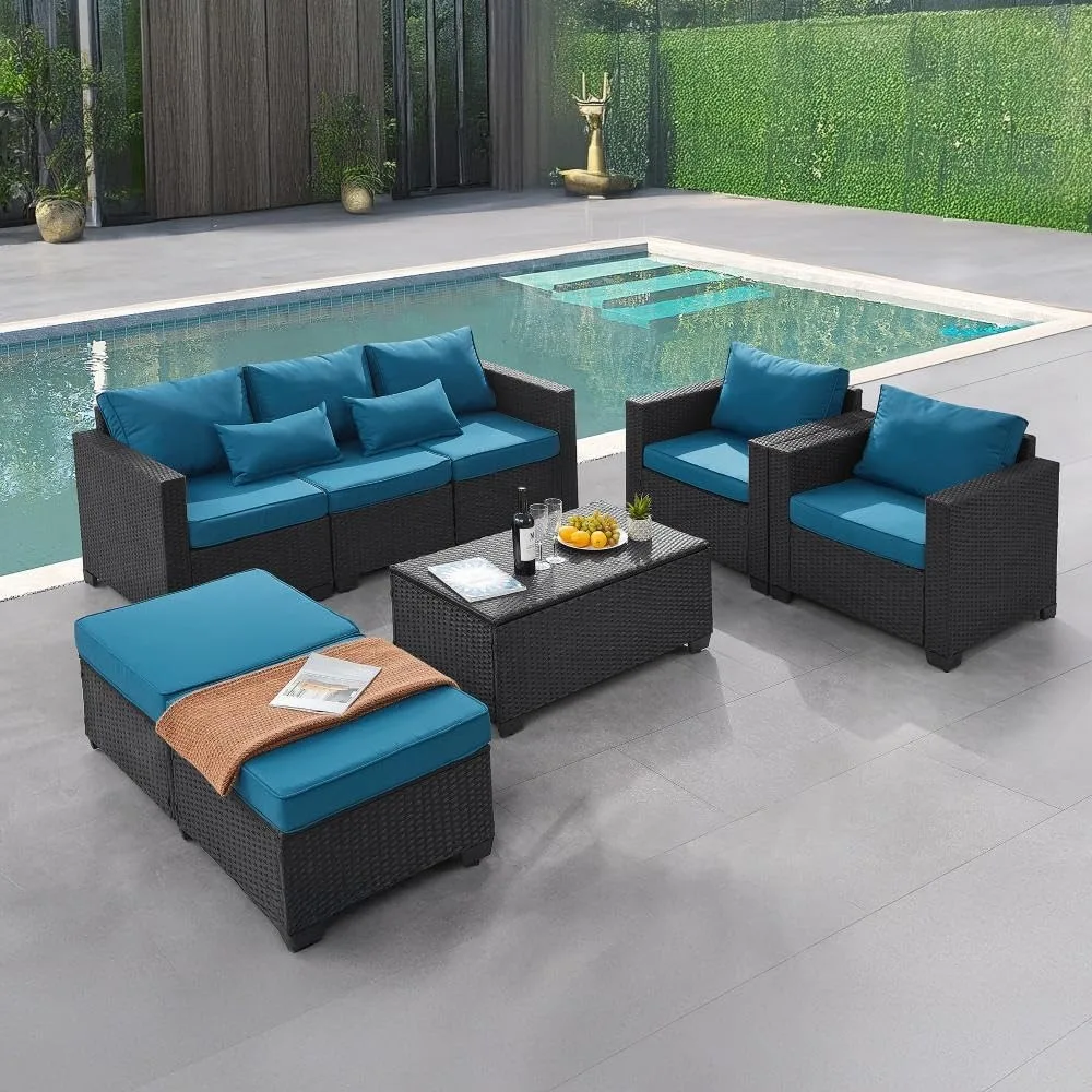 6 Pieces Outdoor Patio Furniture Sets with Furniture Cover, PE Rattan Wicker Patio Set with Tea Table (Rattan Storage Table)
6 Pieces Outdoor Patio Furniture Sets with Furniture Cover, PE Rattan Wicker Patio Set with Tea Table (Rattan Storage Table)
