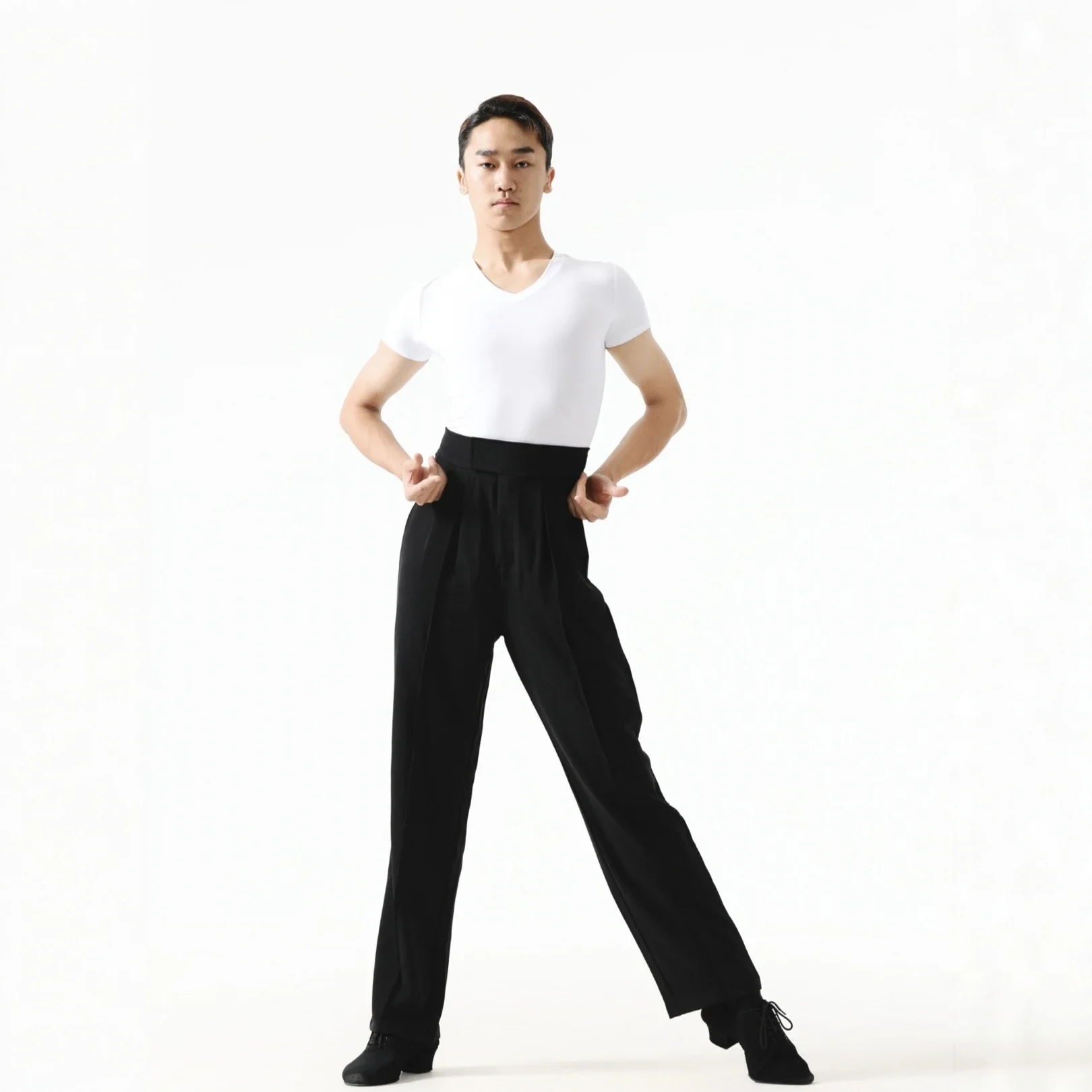 Men's Professional Latin Dance Practice Clothes Short Sleeves White Tops Black Trousers Adult Male Training Dance Wear DNV25411
Men's Professional Latin Dance Practice Clothes Short Sleeves White Tops Black Trousers Adult Male Training Dance Wear DNV25411