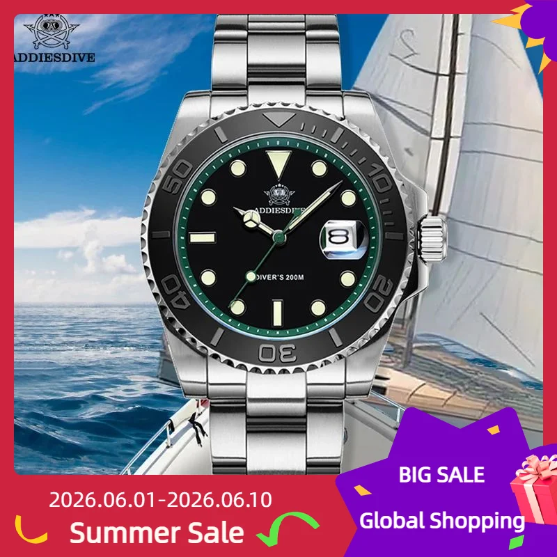 ADDIESDIVE AD2040 200M Waterproof Super Luminous Wristwatch Japan 2115 Quartz Watches Ceramic Bezel Stainless Steel Wristwatches
ADDIESDIVE AD2040 200M Waterproof Super Luminous Wristwatch Japan 2115 Quartz Watches Ceramic Bezel Stainless Steel Wristwatches