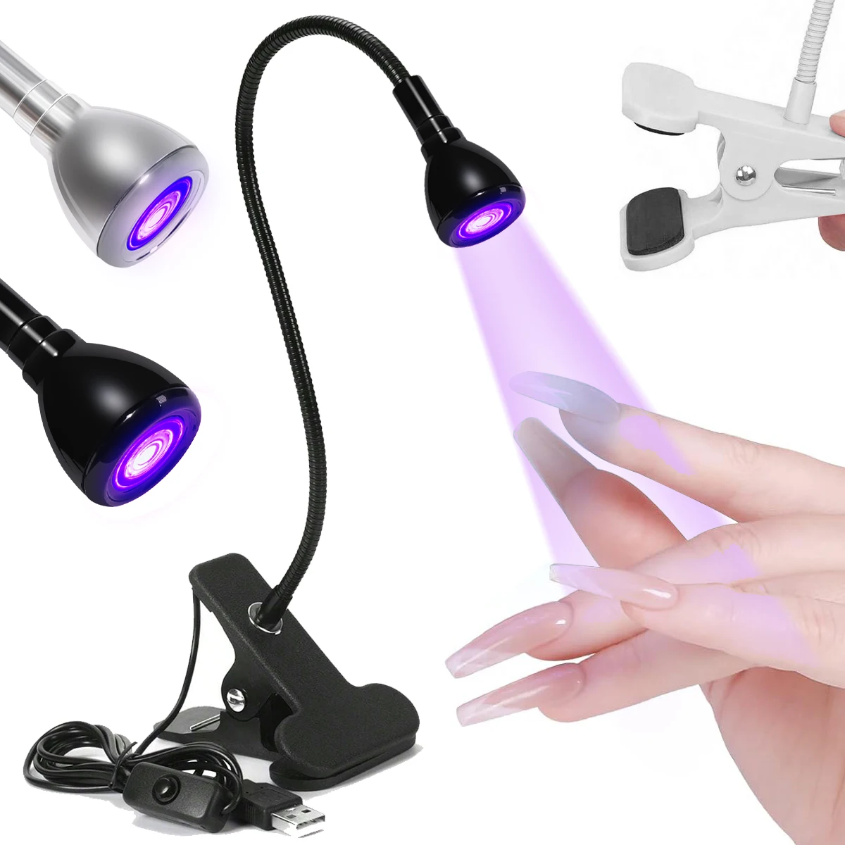 Gooseneck Nail Enhancement Lamp Nail Lamp With Clip USB Nail Enhancement Light Nail Polish Uv Curing Violet Light Quick drying
Gooseneck Nail Enhancement Lamp Nail Lamp With Clip USB Nail Enhancement Light Nail Polish Uv Curing Violet Light Quick drying