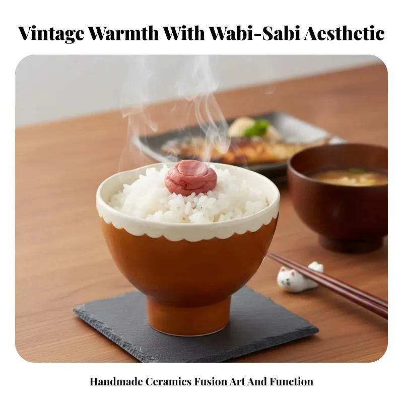 Japanese Retro Ceramic Rice Bowl, Creative Tableware, Unique Brown Plate for Home
Japanese Retro Ceramic Rice Bowl, Creative Tableware, Unique Brown Plate for Home