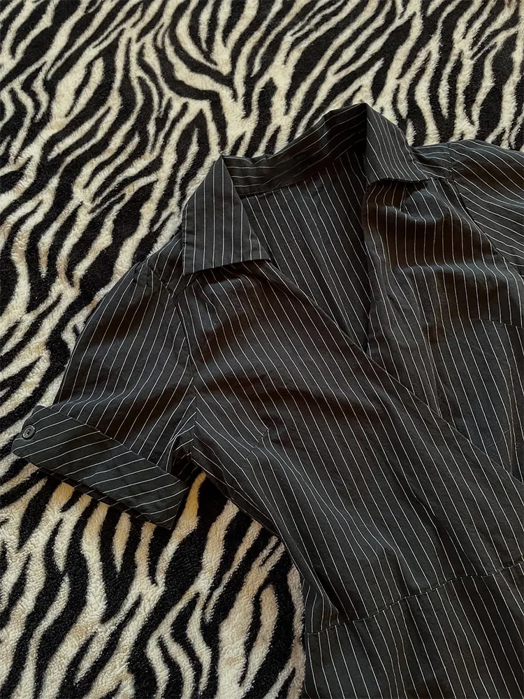Chic Bla Striped ort Sve irt for Women Sli Slimming Faionable Commute Sle Cotton Blend irt Beautiful irt
Chic Bla Striped ort Sve irt for Women Sli Slimming Faionable Commute Sle Cotton Blend irt Beautiful irt