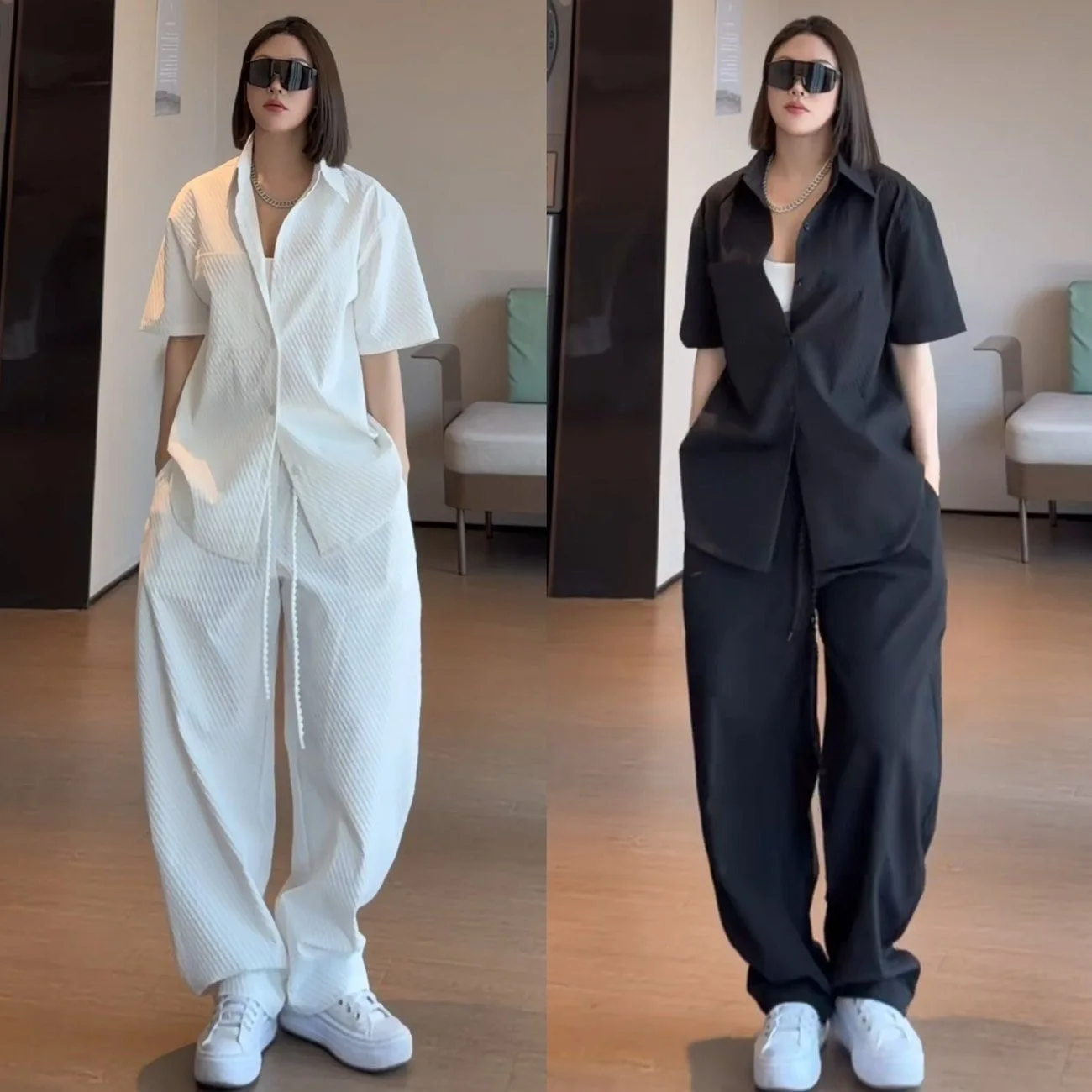 Summer New Minimalist Style Men's Casual Set Short Sleeve Open Cardigan Long Pants Two-Piece Set Fashionable Vertical Texture
Summer New Minimalist Style Men's Casual Set Short Sleeve Open Cardigan Long Pants Two-Piece Set Fashionable Vertical Texture