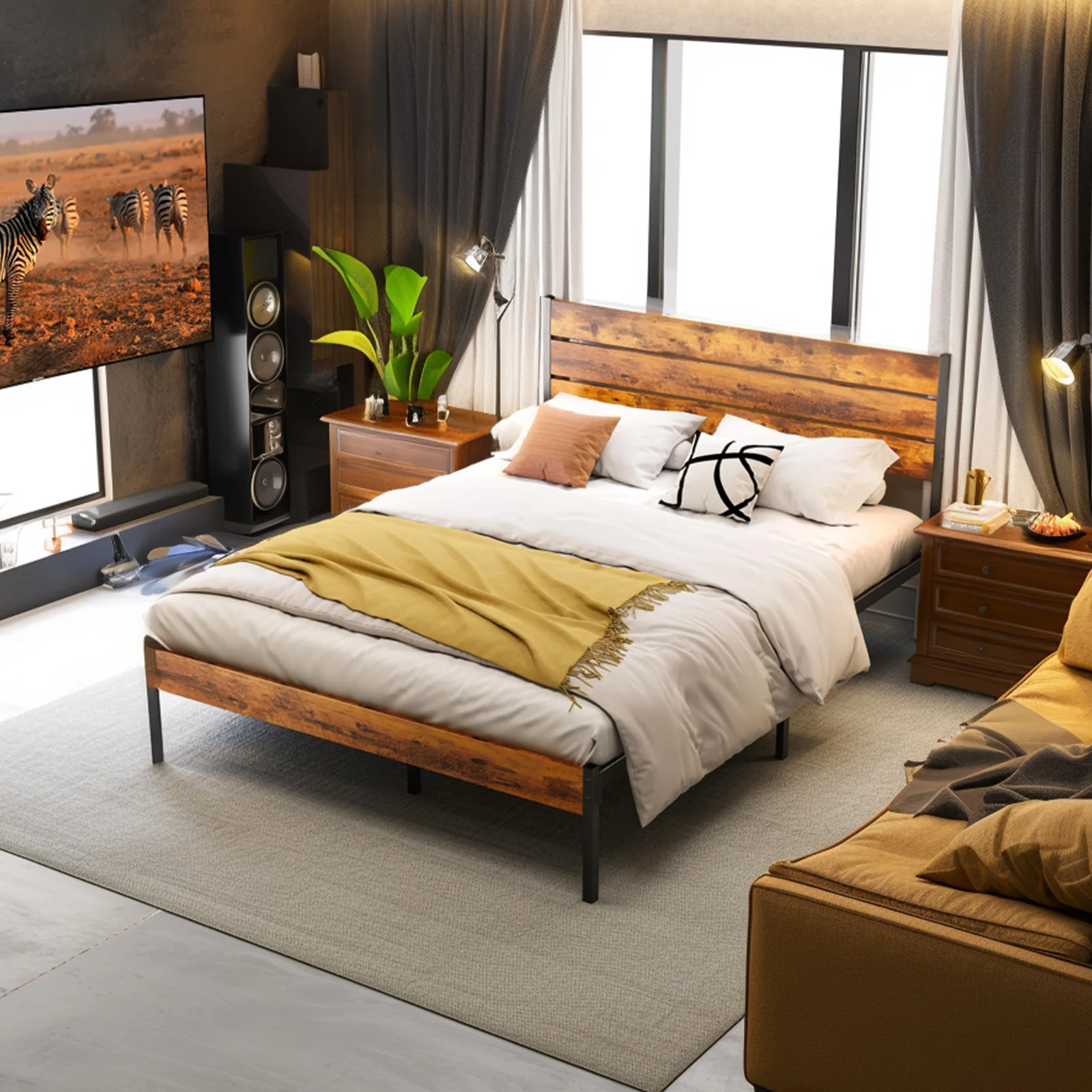 JHK Queen Size Metal Platform Bed Frame with Headboard and Footboard with 800LBS Sturdy Wooden Slats Support For Bed Room Home
JHK Queen Size Metal Platform Bed Frame with Headboard and Footboard with 800LBS Sturdy Wooden Slats Support For Bed Room Home