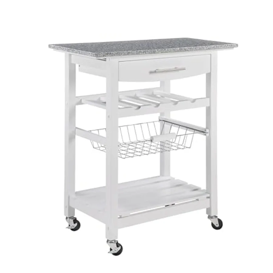 Mobile Rolling Kitchen Island Trolley Serving Cart with Underneath Drawer Slide-Out Wire Storage Basket for kitchen use, stainl
Mobile Rolling Kitchen Island Trolley Serving Cart with Underneath Drawer Slide-Out Wire Storage Basket for kitchen use, stainl