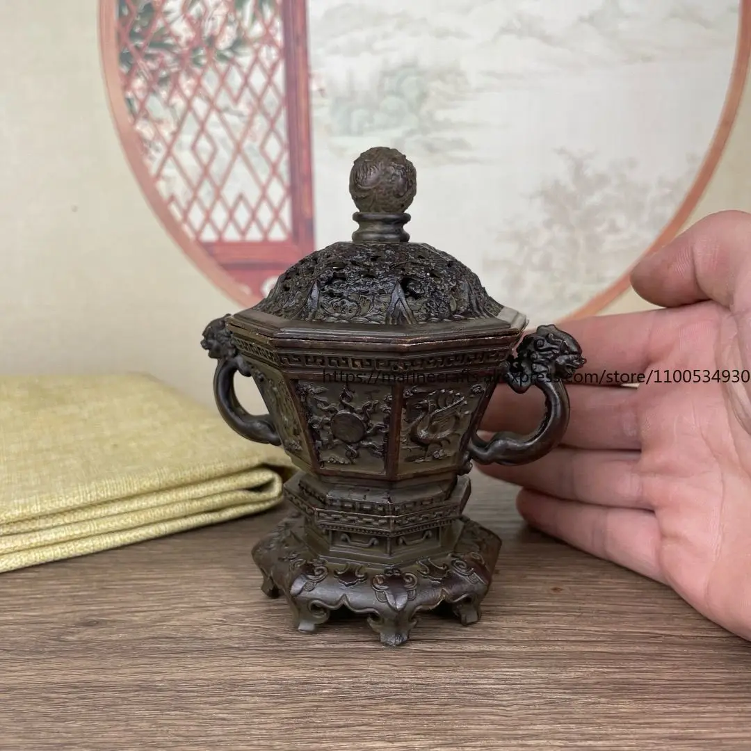 Vintage Bronze Incense Burner with Dragon Cover & Four Sacred Beasts Buddha Worship Ornaments Three-piece Set Miniature Models
Vintage Bronze Incense Burner with Dragon Cover & Four Sacred Beasts Buddha Worship Ornaments Three-piece Set Miniature Models