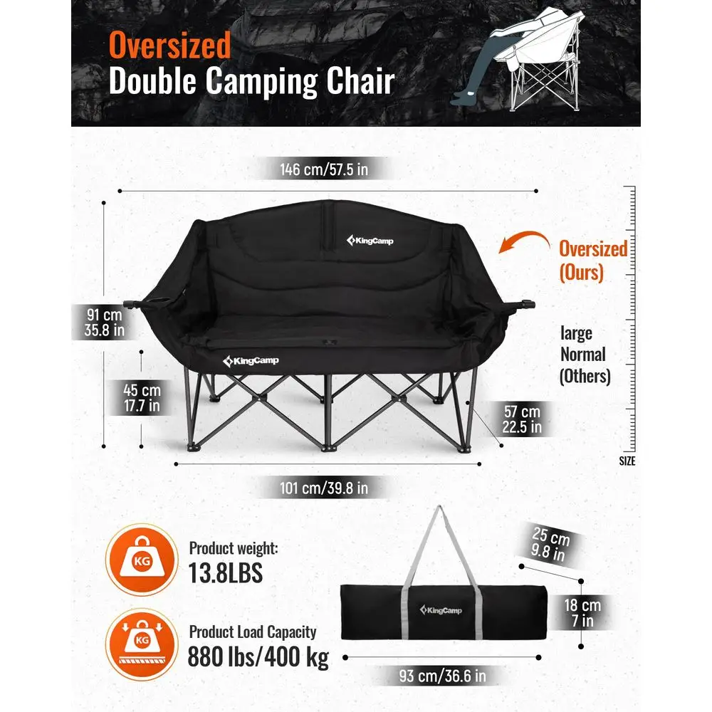 Double Camping Chair, Oversized 880lbs Heavy Duty Loveseat for Adults Portable Folding XL 2 Person Couch Padded Comfortable Two
Double Camping Chair, Oversized 880lbs Heavy Duty Loveseat for Adults Portable Folding XL 2 Person Couch Padded Comfortable Two