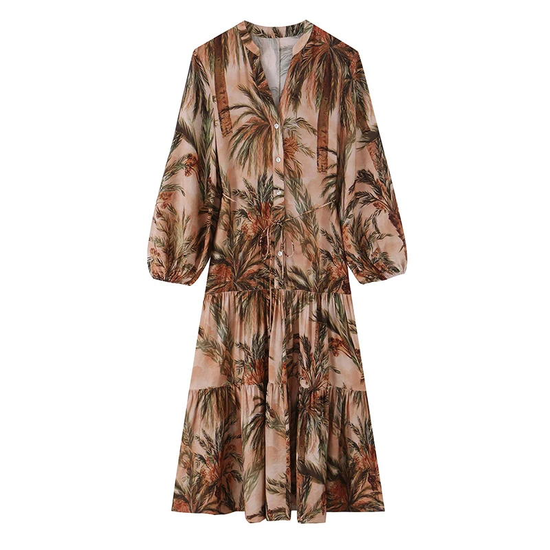 Summer 2026 Women's Print Midi Dress Button Front V Neck Lantern Sleeve Casual Vacation Dresses
Summer 2026 Women's Print Midi Dress Button Front V Neck Lantern Sleeve Casual Vacation Dresses