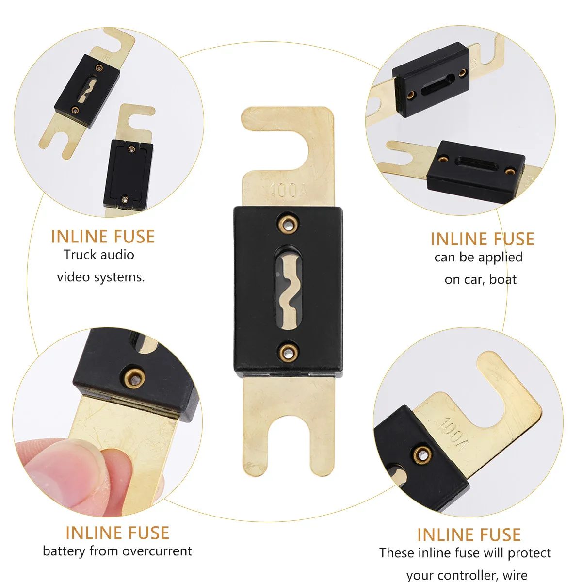 5Pcs Anl Fuse Gold Plated Inline Fuse High Current Protection for Car Audio Video System 100A Auto Battery Circuit
5Pcs Anl Fuse Gold Plated Inline Fuse High Current Protection for Car Audio Video System 100A Auto Battery Circuit