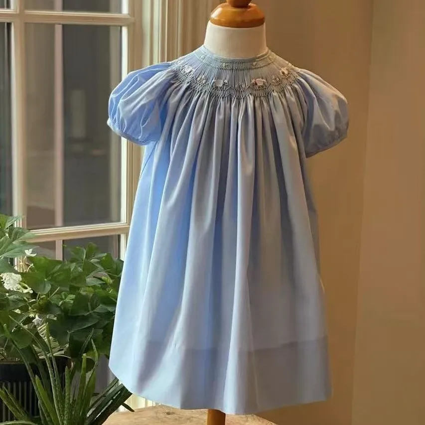 0-6Y Baby Girl Summer Blue Smocked Flower Handmade Embroidery Vintage Turkish Princess Dress for Party Photography A161
0-6Y Baby Girl Summer Blue Smocked Flower Handmade Embroidery Vintage Turkish Princess Dress for Party Photography A161