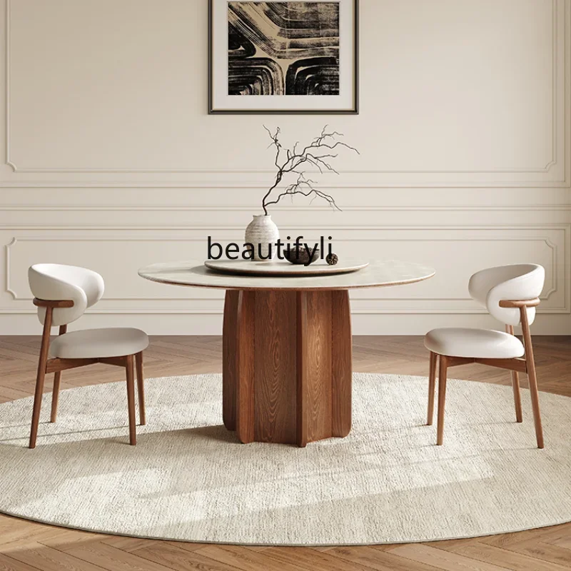 QFrench Style Stone Plate Dining Table round Band Turntable Home Walnut Color Retro Modern Simple Designer Solid Wood Round
QFrench Style Stone Plate Dining Table round Band Turntable Home Walnut Color Retro Modern Simple Designer Solid Wood Round