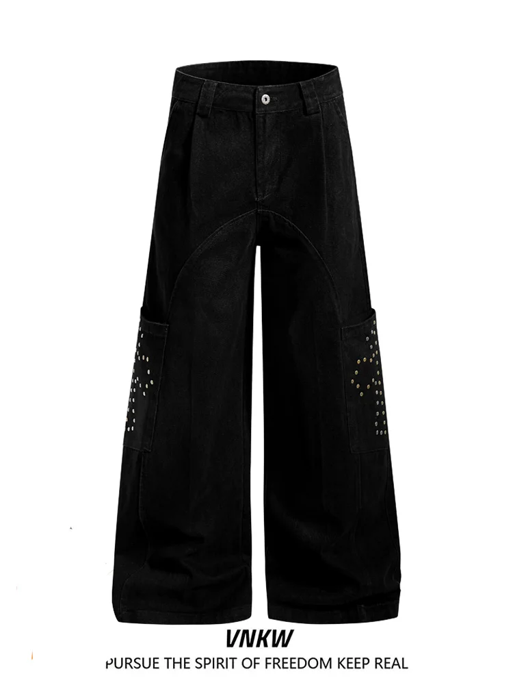American Street Sle Rivet Patchwork Design Straight Leg Workwear Pants Loose Wide Leg Bla Casual Long Trousers for Men
American Street Sle Rivet Patchwork Design Straight Leg Workwear Pants Loose Wide Leg Bla Casual Long Trousers for Men